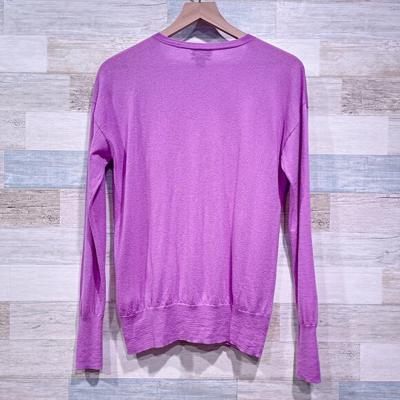 J.CREW Collection 100% Italian Cashmere Polo Sweater Purple Womens Medium - Picture 4 of 6
